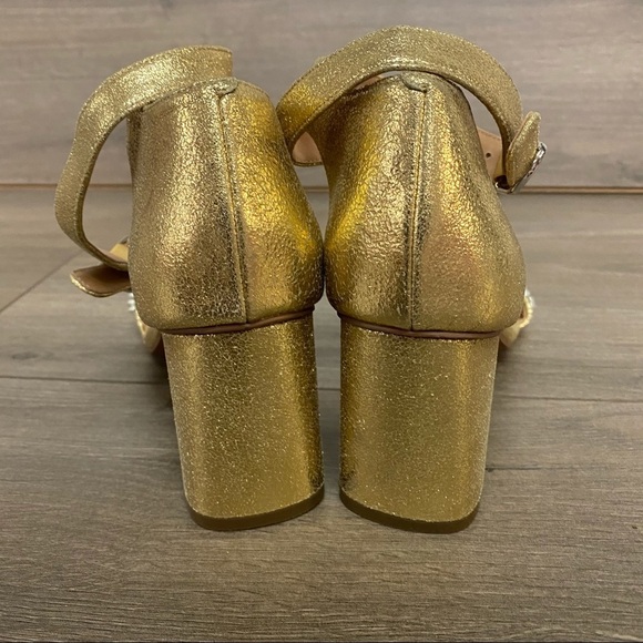 Linea Paolo | Gold Heeled Sandals Rhinestones 6.5 - Picture 4 of 7